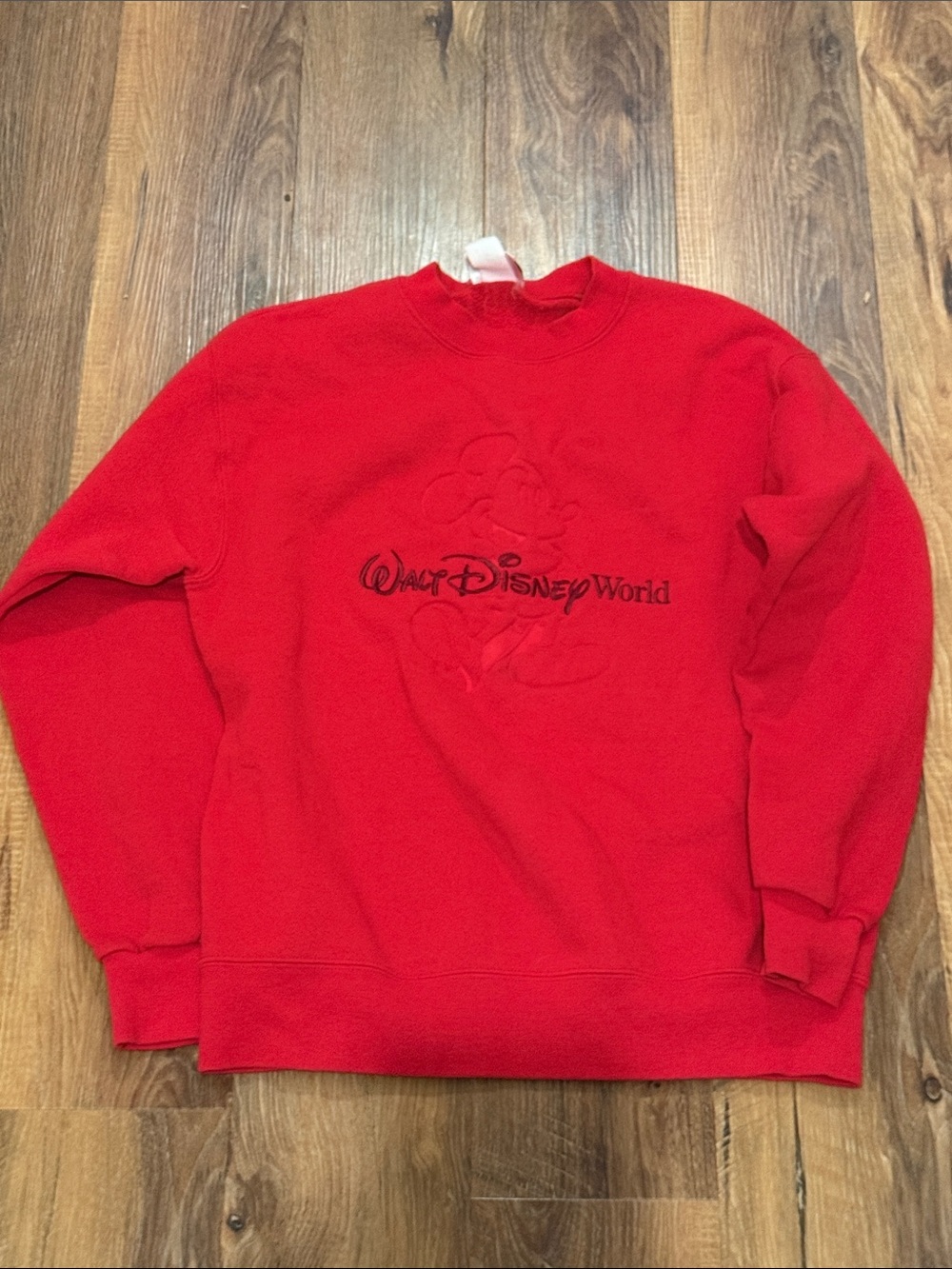 Disney Red Walt Disney World Embossed Crewneck Sweater